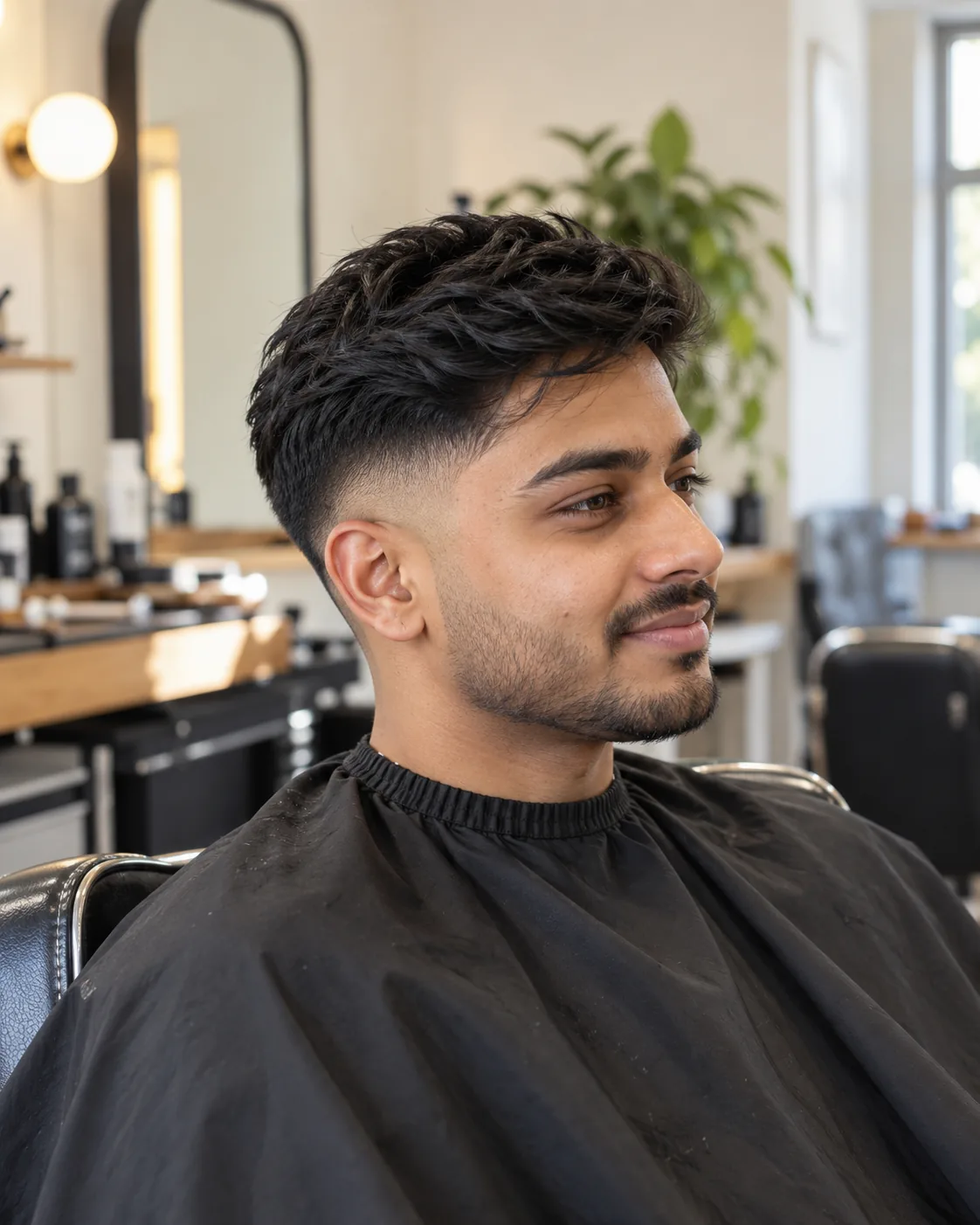 Client showing a fresh textured low taper haircut